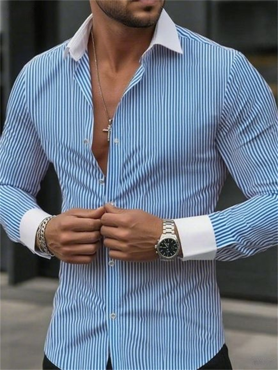 Men's slim-fit striped lapel l - Men Formal Wear Shirts recension och pris