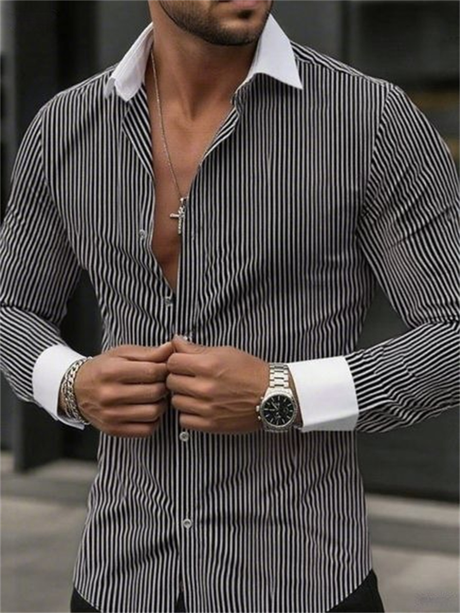 Men's slim-fit striped lapel l - Men Formal Wear Shirts recension och pris