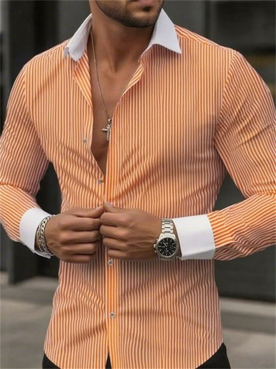Men's slim-fit striped lapel l - Men Formal Wear Shirts recension och pris